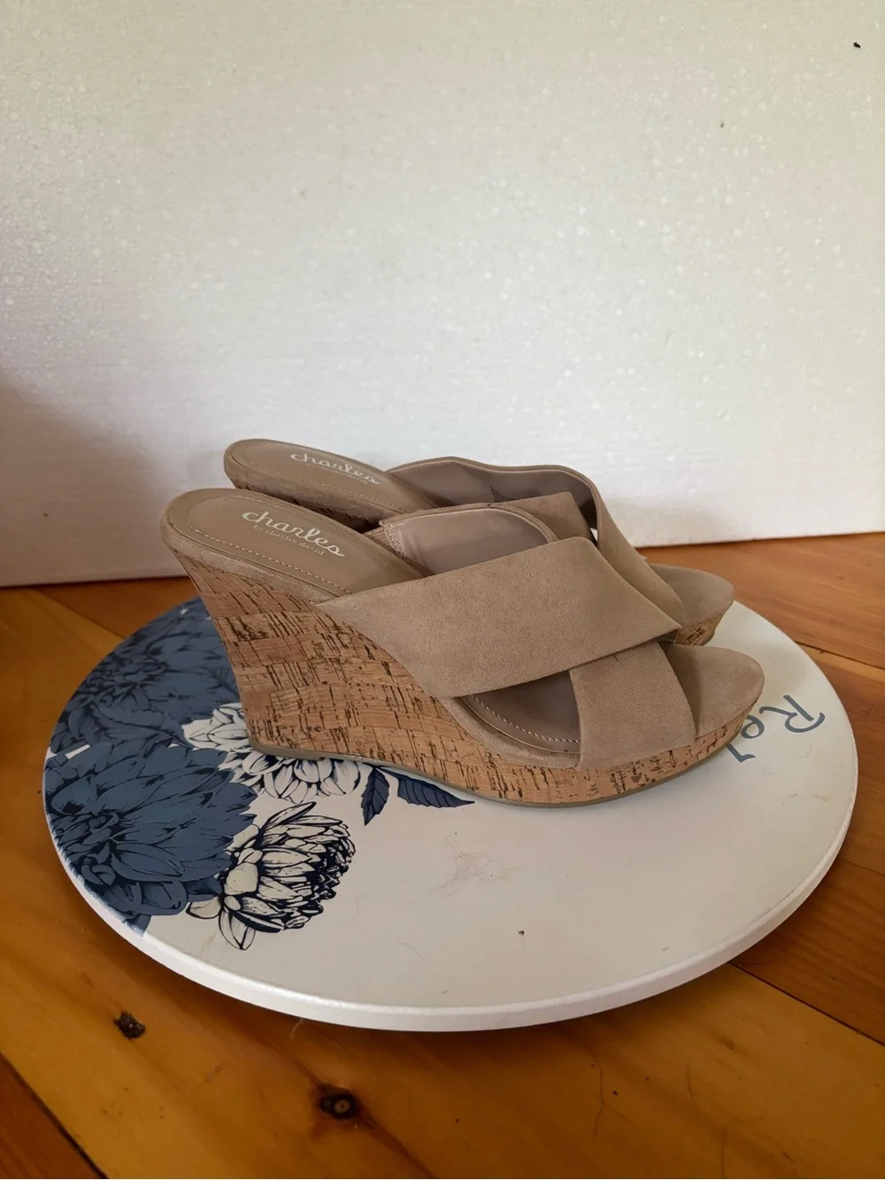 Charles by Charles David Beige Cork Wedge Sandals 8.5
